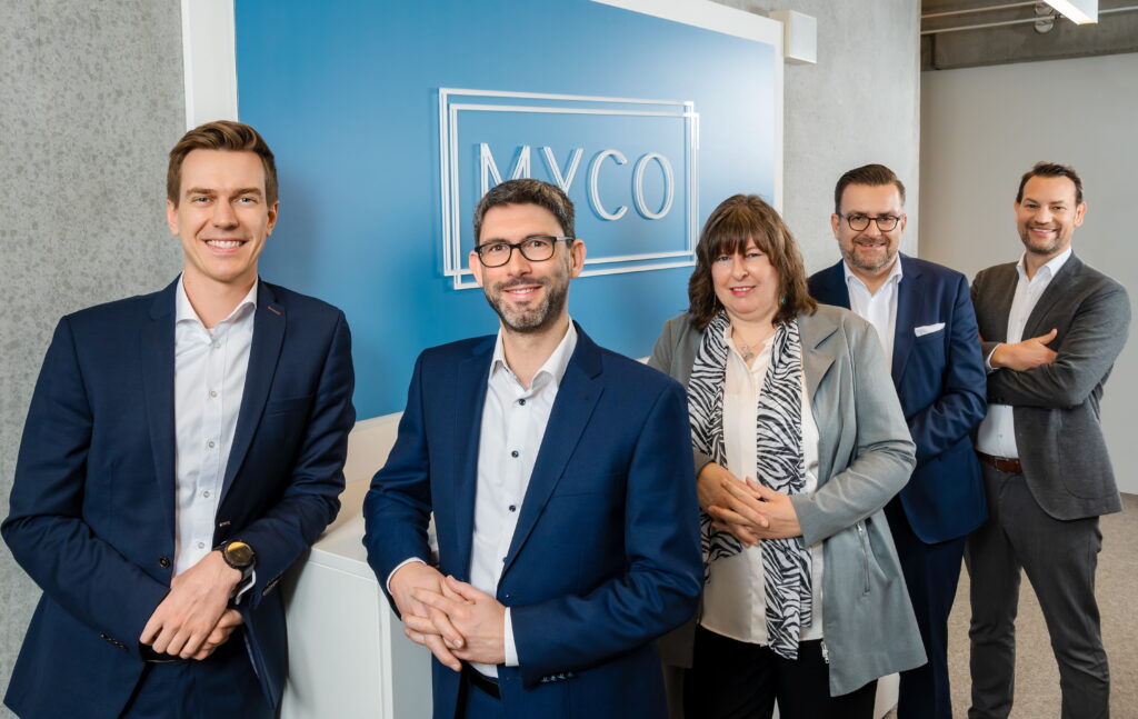 Das MYCO-Team: v.l.n.r.: Max Kallmeyer, Martin Meißner, Susanne Sjösström, Andreas Lüllau und Per Carsten Meyer